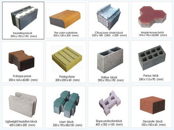 types of concrete bricks